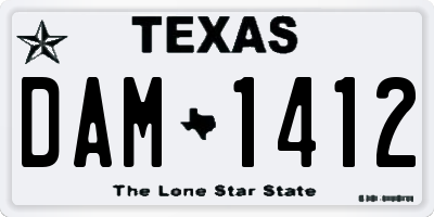 TX license plate DAM1412