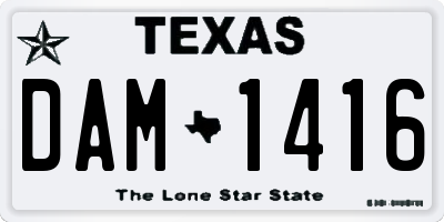 TX license plate DAM1416