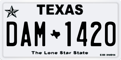 TX license plate DAM1420