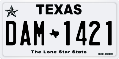 TX license plate DAM1421