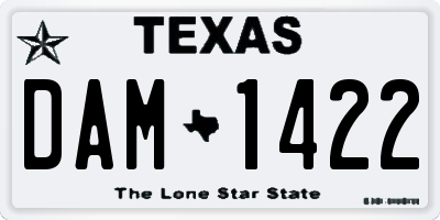 TX license plate DAM1422