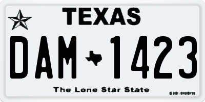 TX license plate DAM1423