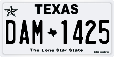 TX license plate DAM1425