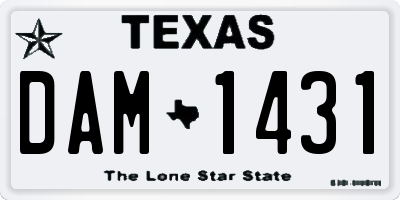 TX license plate DAM1431