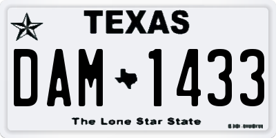 TX license plate DAM1433