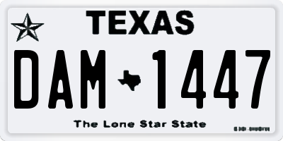 TX license plate DAM1447