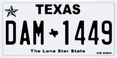 TX license plate DAM1449