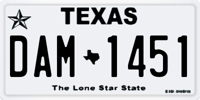 TX license plate DAM1451