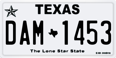 TX license plate DAM1453