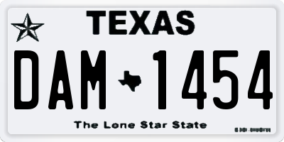 TX license plate DAM1454