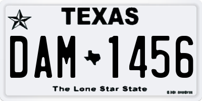 TX license plate DAM1456