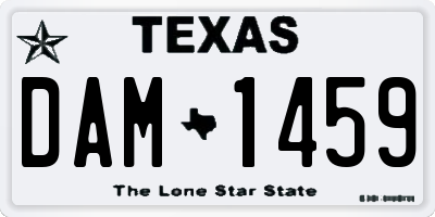 TX license plate DAM1459