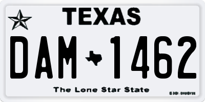 TX license plate DAM1462
