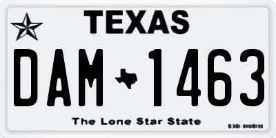 TX license plate DAM1463