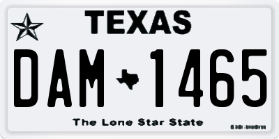 TX license plate DAM1465