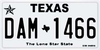 TX license plate DAM1466