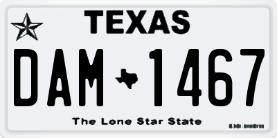 TX license plate DAM1467