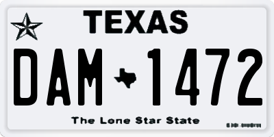 TX license plate DAM1472