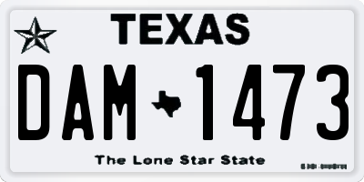 TX license plate DAM1473