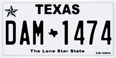 TX license plate DAM1474