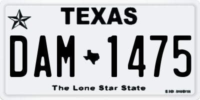 TX license plate DAM1475