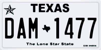 TX license plate DAM1477