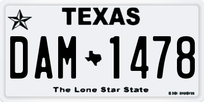TX license plate DAM1478