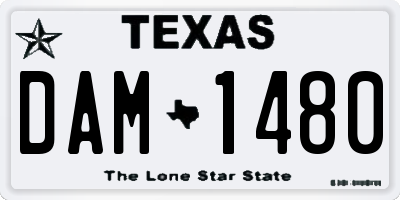 TX license plate DAM1480