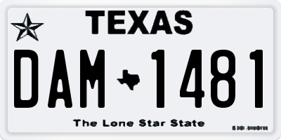 TX license plate DAM1481