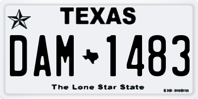 TX license plate DAM1483