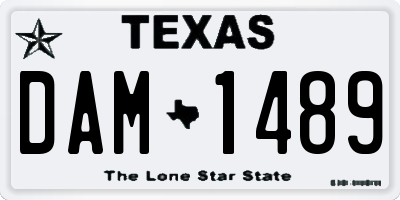 TX license plate DAM1489
