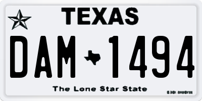 TX license plate DAM1494