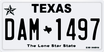TX license plate DAM1497
