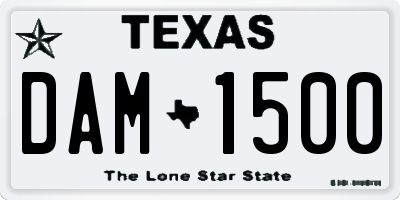 TX license plate DAM1500