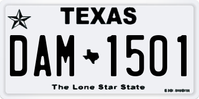 TX license plate DAM1501