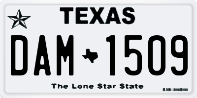 TX license plate DAM1509