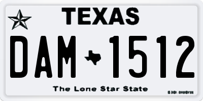 TX license plate DAM1512