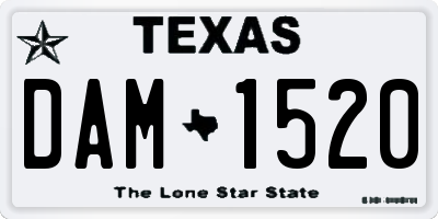 TX license plate DAM1520