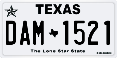 TX license plate DAM1521