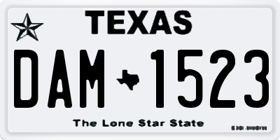 TX license plate DAM1523