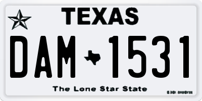 TX license plate DAM1531