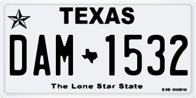 TX license plate DAM1532