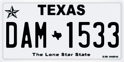 TX license plate DAM1533