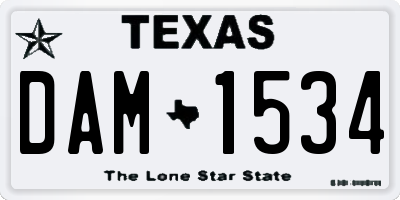TX license plate DAM1534