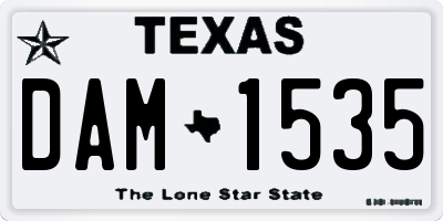 TX license plate DAM1535