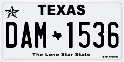 TX license plate DAM1536