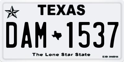 TX license plate DAM1537