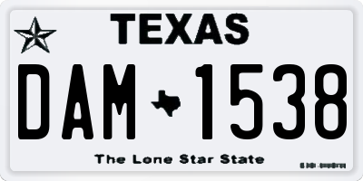 TX license plate DAM1538