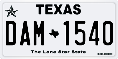 TX license plate DAM1540
