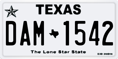 TX license plate DAM1542